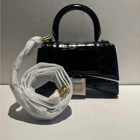 Balenciaga NEW XS Hourglass black croc - Picture 13 of 13